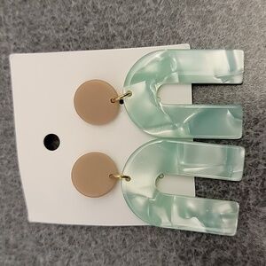 Bohemian Style Green U Shaped Dangle Earrings